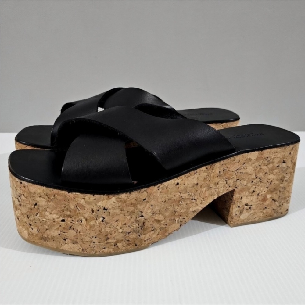 Jeffrey Campbell Itzel Black Platform Sandals cork bottoms. 39
